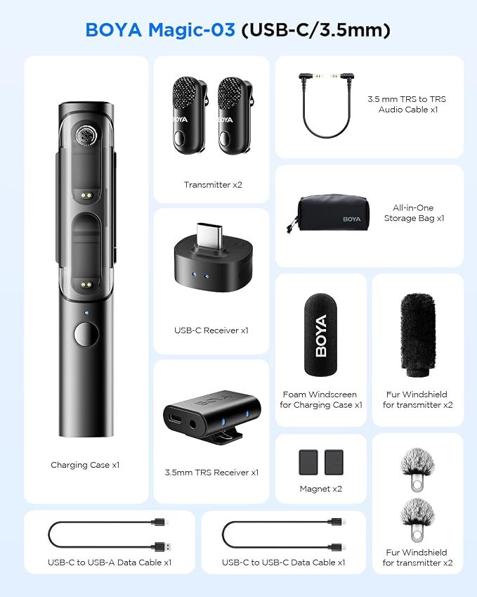 BOYA Magic-03 Wireless Lavalier Microphone, 30Hrs Battery, 328FT Los Range - Image 9