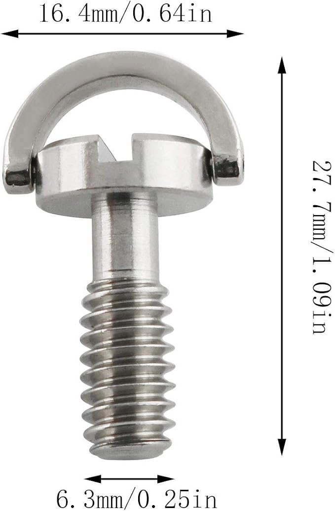 E-outstanding D Ring Hinged Screw 2PCS 1/4-20 Thread D-Ring Stainless Steel - Image 2