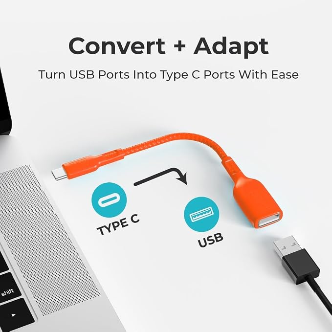 BLACK+DECKER USB C to USB A Adapter, USB C Male to USB Female Adapter Nylon - Image 4