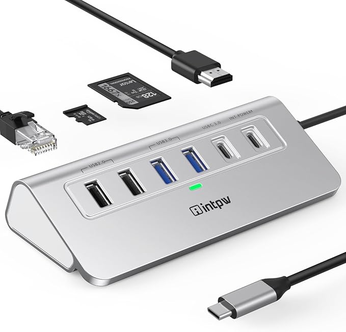 USB C Hub, 10-in-1 USB Docking Station, Aluminum USB to Ethernet Adapter by intpw