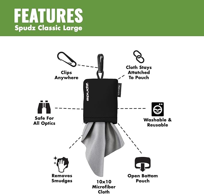 SPUDZ Classic Microfiber Lens Cleaner – Clip-On Pouch, Washable – - Image 3