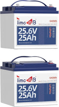 24V 25Ah LiFePO4 Battery, 2 Pack 2C High Discharge Rate Built-in 50A BMS 640Wh by Timeusb