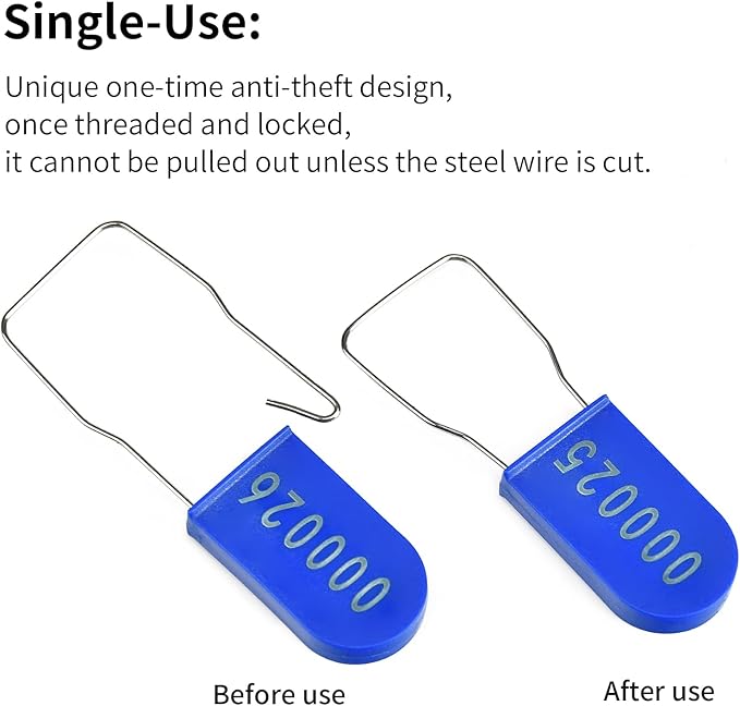500PCS Plastic Padlock Security Seals Metal Wire Padlocks Electric Meter - Image 4