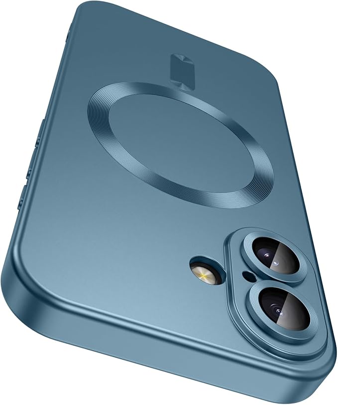 Magnetic for iPhone 16 Plus Case Slim Soft Silicone Bumper Shockproof Metallic by LEKEVO