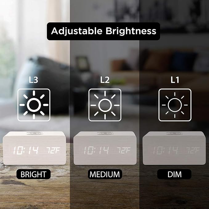 OCT17 Alarm Clock with Qi Wireless Charging Pad Compatible with iPhone Samsung - Image 4