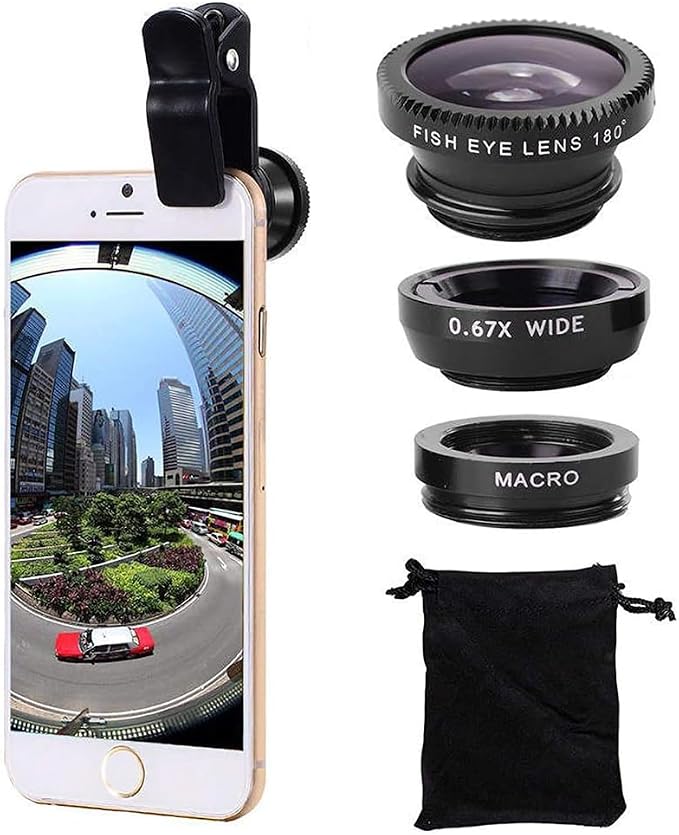 Phone Camera Lens, 3 in 1 Cell Phone Camera Lens Kit, Fisheye Lens Macro Lens by ANJIELOSMART