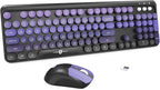 Wireless Keyboard and Mouse Combo, 104 Round Keys Cute Colorful Keyboard and by TT-FOPETT