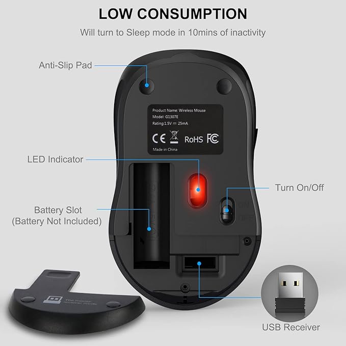 WisFox 2.4G Wireless Mouse for Laptop, Ergonomic Computer Mouse - Image 6