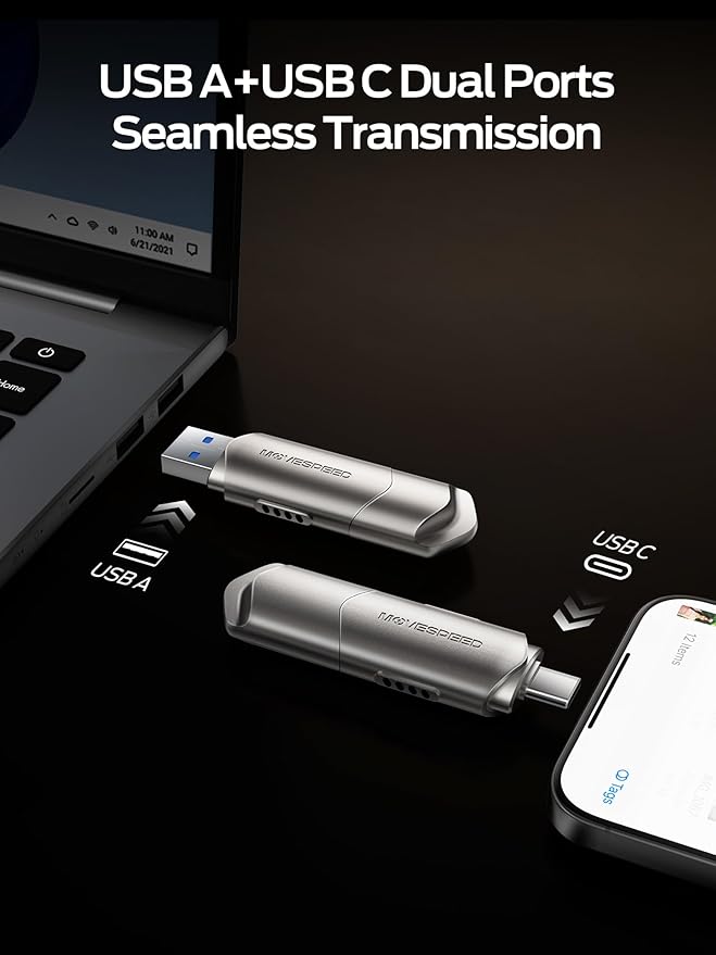 MOVE SPEED USB Drive 1TB External SSD 1000MB/s USB 3.2 Gen2+USB C Dual Ports - Image 4