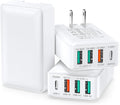 Flat USB Wall Charger, Excgood 40W 4Port USB and USB C Fast Charging Block by Excgood