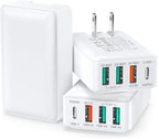 Flat USB Wall Charger, Excgood 40W 4Port USB and USB C Fast Charging Block by Excgood