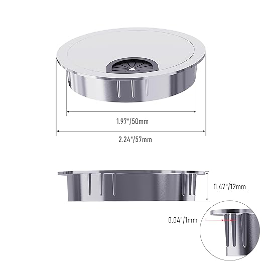 2 Pack Desk Grommet 2 Inch 50mm, Zinc Alloy Computer Desk Wire Hole Cover - Image 2