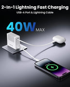 Portable Charger Block, Retractable Wall Charger, 40W PD Fast Charging Block - Image 3