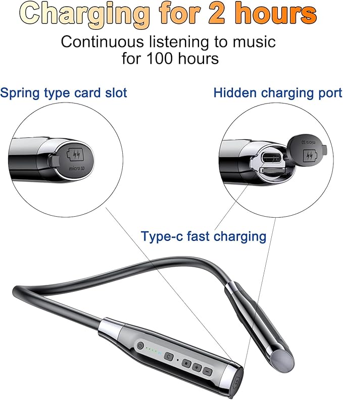 Neckband Bluetooth Headphones，6.0 Bluetooth 120 Hours Playtime，IPX7 Sports - Image 5