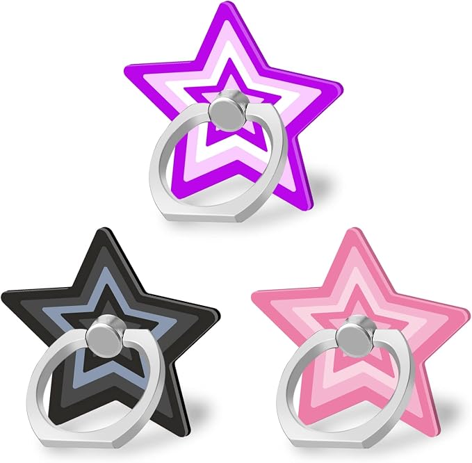 Bonoma Cute Star Phone Ring Holder, 3 Pack Universal Finger Ring Stand Grip by Bonoma