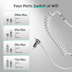 MFish 4-in-1 USB C Charging Cable, 6 Ft Type C to Type C Cable, 240W Fast - Image 6