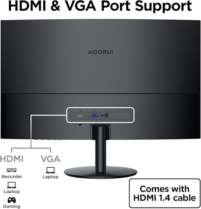 KOORUI 27 Inch Curved Monitor FHD 1080P Display, 75Hz PC Screen, Computer - Image 6