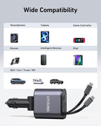 Retractable 4 in 1 Fast Car Charger - 30W Dual USB Type C - Image 7