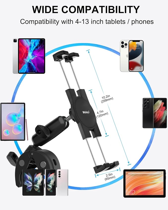 Metal iPad Tablet Mount for Boat Helm, Wheelchair Pole, Golf Cart, Mic Stand - Image 9