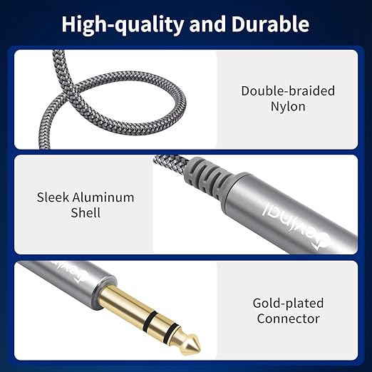 Devinal 1/4 inch Headphone Extension Cable, 6.35mm TRS Male to Female Stereo - Image 3