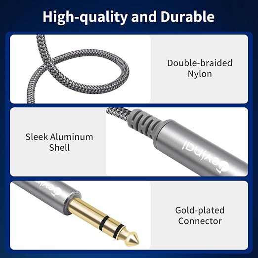 Devinal 1/4 inch Headphone Extension Cable, 6.35mm TRS Male to Female Stereo - Image 3