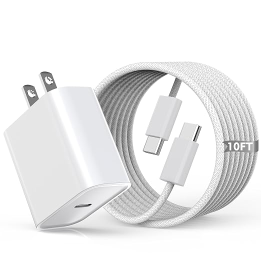 10FT Woven Cable for Apple 16 15, 60W 10Foot USB C to Type C Braided Charger by Vagavo