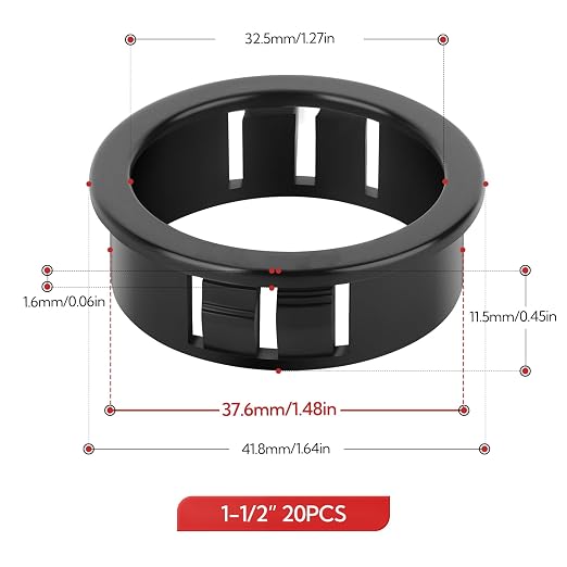 20PCS 1-1/2" Black Cable Snap Bushing Grommet, Snap in Cord Bushing Protect - Image 2