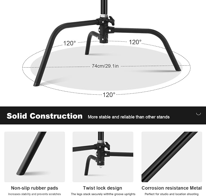 10.8ft/330cm Heavy Duty C Stand Stainless Steel Light Stand - Image 5