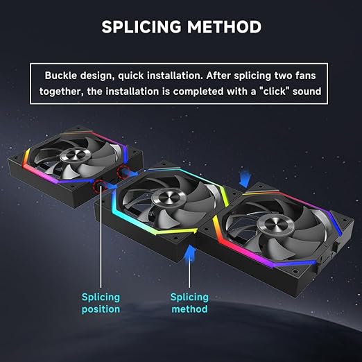 Jungle Leopard Galaxy 120mm PC Reverse Blade Case Fans, ARGB and PWM Cooling - Image 5