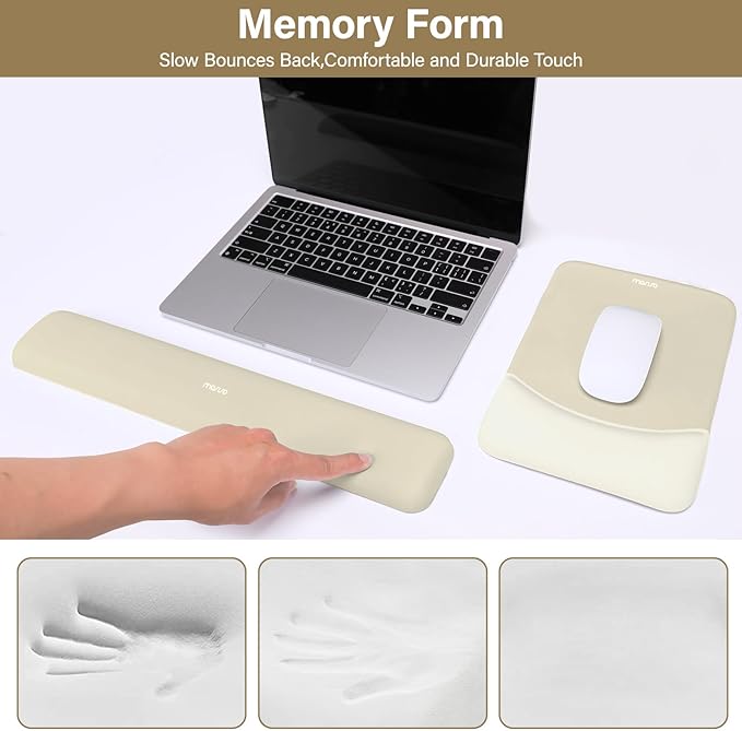 MOSISO Wrist Rest Support for Mouse Pad&Keyboard Set, Rectangular Ergonomic - Image 4