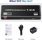 HDMI 2.0 Splitter 1 in 4 Out, LUKFOCAB 1x4 HDMI Splitter 4K@60Hz 8:8:8 HDR - Image 8