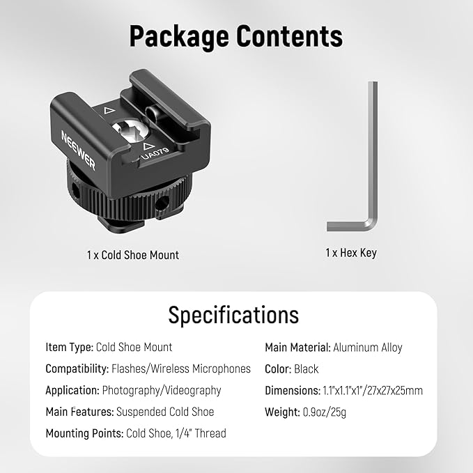 NEEWER Cold Shoe Mount Adapter Compatible - Image 8
