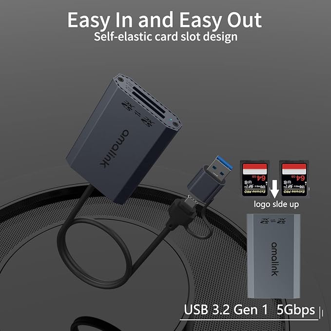 SD UHS-II Dual-Slot Card Reader .amalink Dual Slot USB C SD 4.0 Memory Card - Image 4