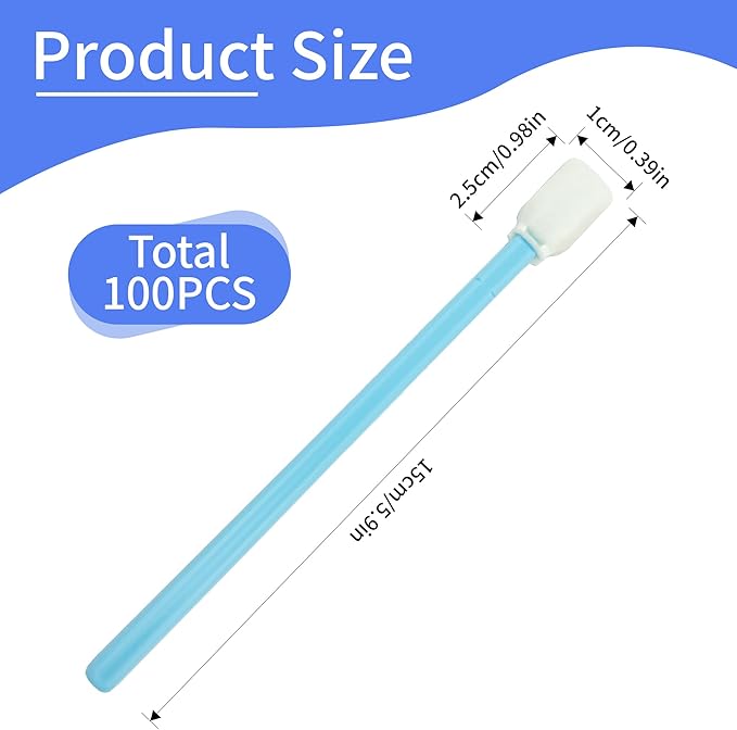 5.9" Foam Cleaning Swabs Lint-Free Lab/Printer/Optical Printheads 100 Pcs Foam - Image 2