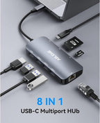 ABLEWE USB C Hub Ethernet, 8 in 1 Multiport USB C to HDMI Adapter 4K@60Hz - Image 8