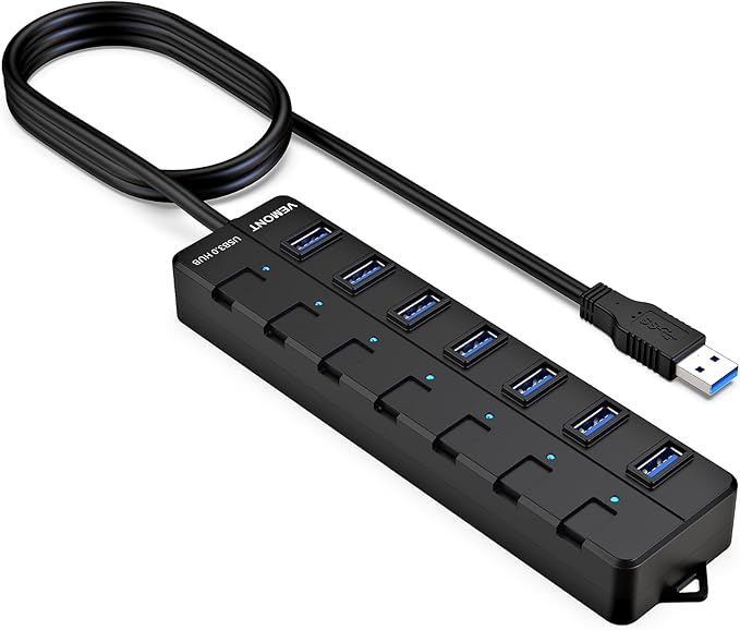 USB hub, 7 Port USB 3.0 Hub, VEMONT USB Splitter by VEMONT