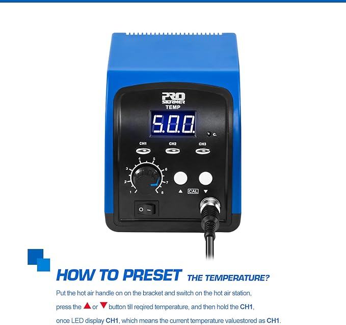 Hot Air Rework Station, Prostormer 120V Digital Display Heat Gun - Image 3