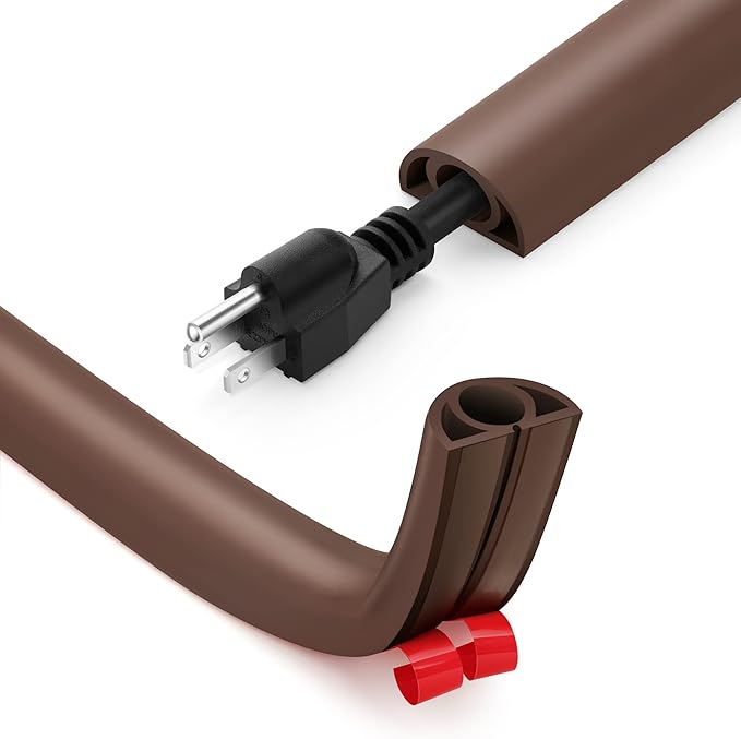 12ft Cord Cover Floor for Extension Cords, Self-Adhesive Floor Cable Cover to by ZhiYo