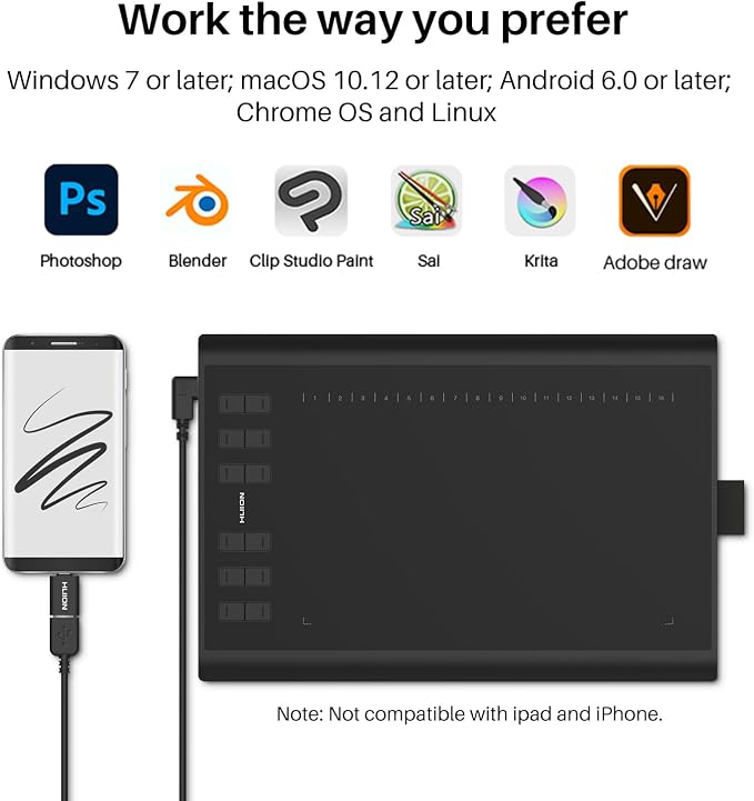 HUION Inspiroy H1060P Graphics Drawing Tablet - Image 5