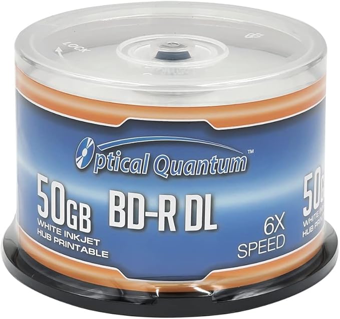 6X 50GB BD-R DL White Inkjet Printable Blu-ray Double Layer Recordable Media by OpticalQuantum