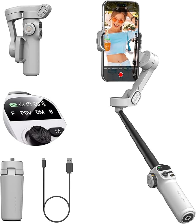Smart X2 Gimbal Stabilizer for iPhone, Built-in 20cm Extension Rod, 3-axis by AOCHUAN