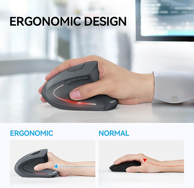 TECKNET Ergonomic Mouse, Wireless Bluetooth Vertical Mouse, 4800 DPI Optical - Image 5