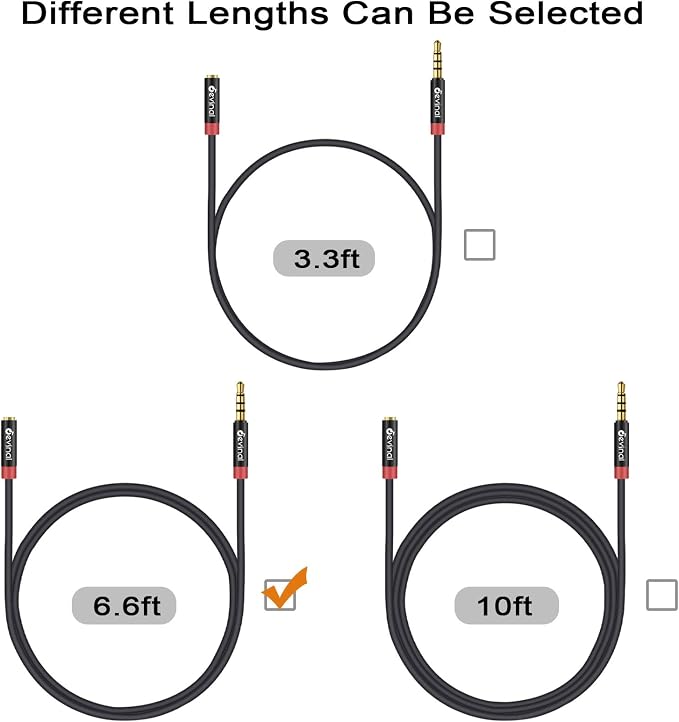 Devinal 3.5mm TRRS Headphone Extension Cable, 1/8" inch Female 4-Pole to Male - Image 2