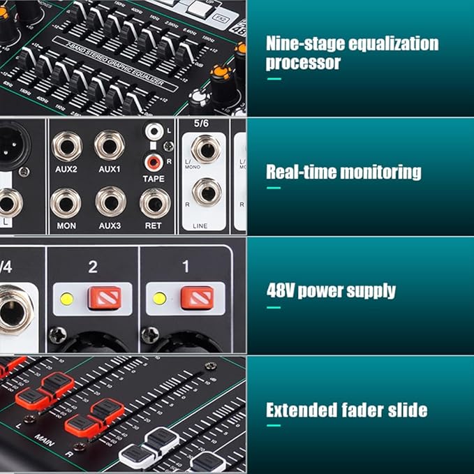 MD-10 10-Channel Professional Stage Mixer, 99 DSP Effects, Wireless Connection - Image 3