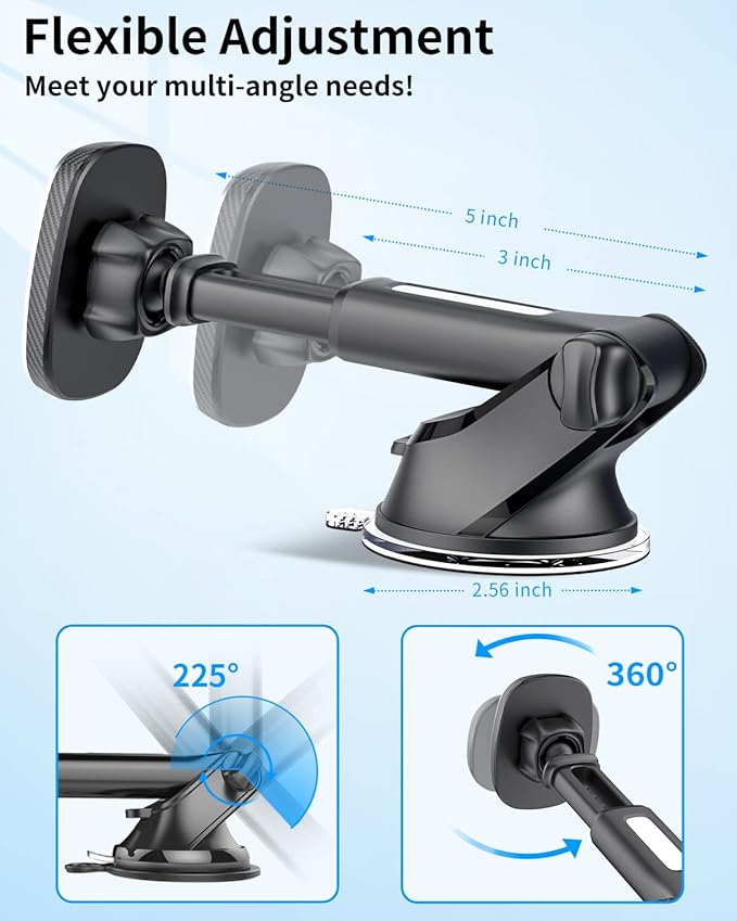 APPS2Car Magnetic Phone Mount, Dashboard Windshield Suction Cup Car Phone - Image 2