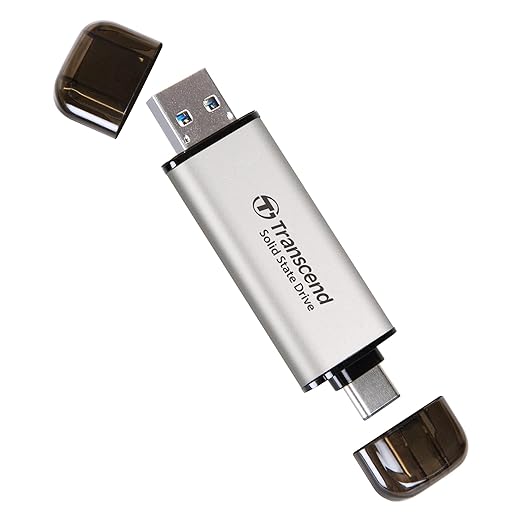 Transcend 2TB External SSD, USB 3.2 Gen 2 Portable SSD, 2-in-1 Type C &Type A by Transcend