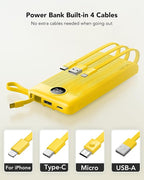 VRURC Portable Charger with Built-in Cables, 10000mAh LED Display USB C Power - Image 2