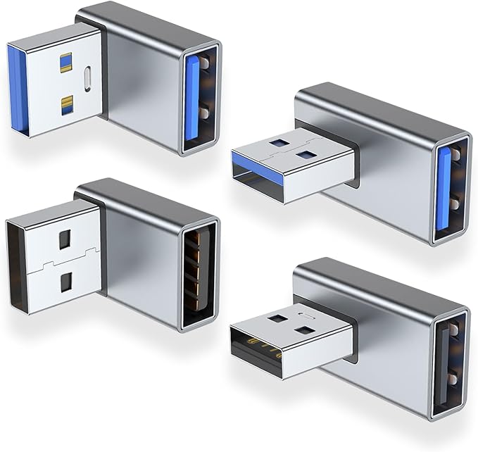 AreMe 90 Degree USB 3.0 Adapter 4 Pack, Up and Down Angle, Left and Right Angle by AreMe