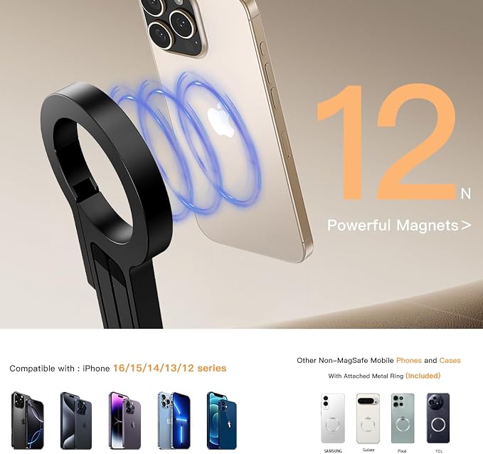 Magnetic Phone Tripod Stand for iPhone, Adjustable and Foldable Mini Pocket - Image 3