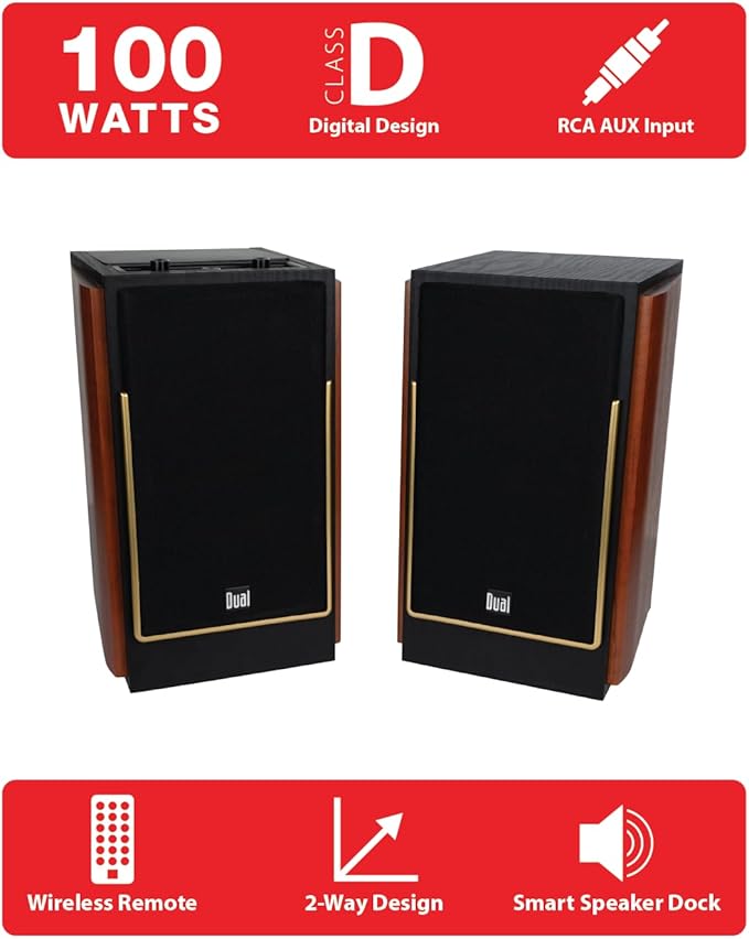 Dual Electronics LUHSL20B Cherrywood and Black 2-Way Bookshelf Speakers - Image 4